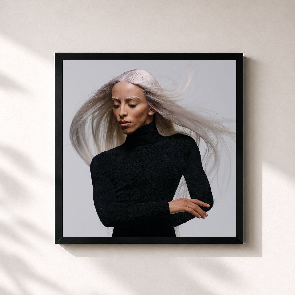 #noir Tableau carré de l'album Héritage de Bilal Hassani, cadre noir 32x32 cm