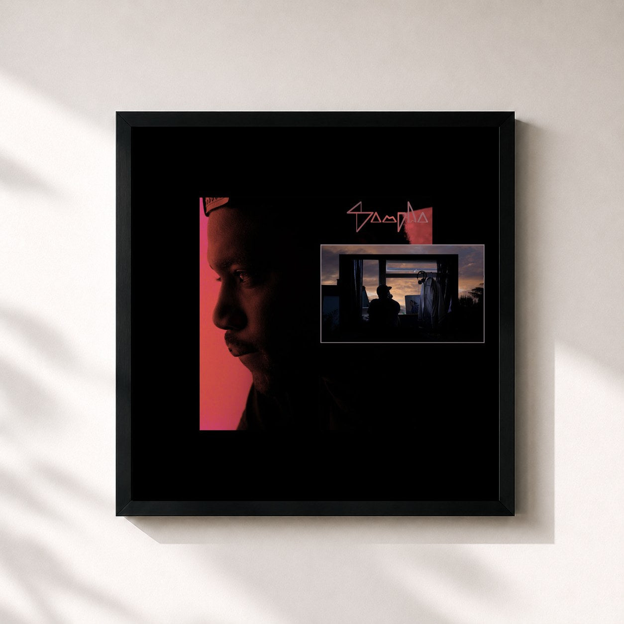 #noir Tableau carré de l'album Dual de SAMPHA, cadre noir 32x32 cm