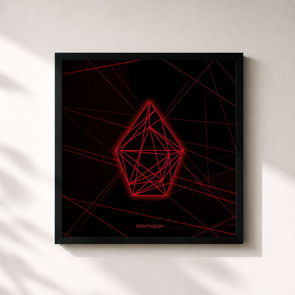 #noir Tableau carré de l'album Universe : The Black Hall de PENTAGON, cadre noir 32x32 cm