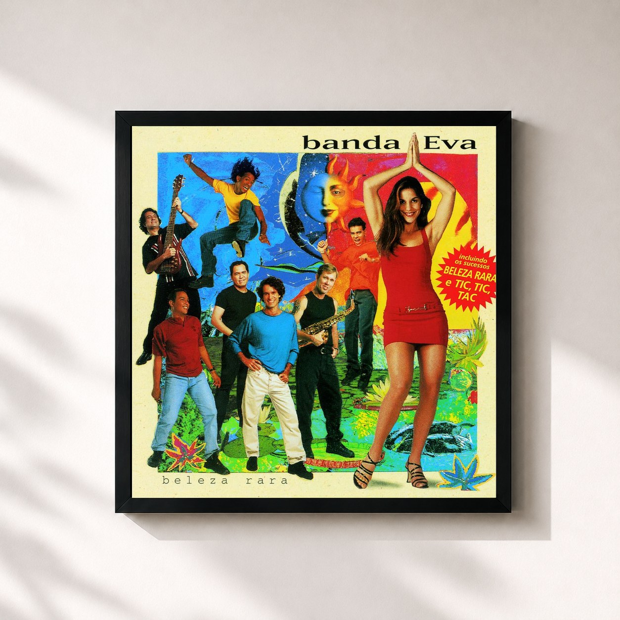 #noir Tableau carré de l'album Beleza Rara de Banda Eva, cadre noir 32x32 cm