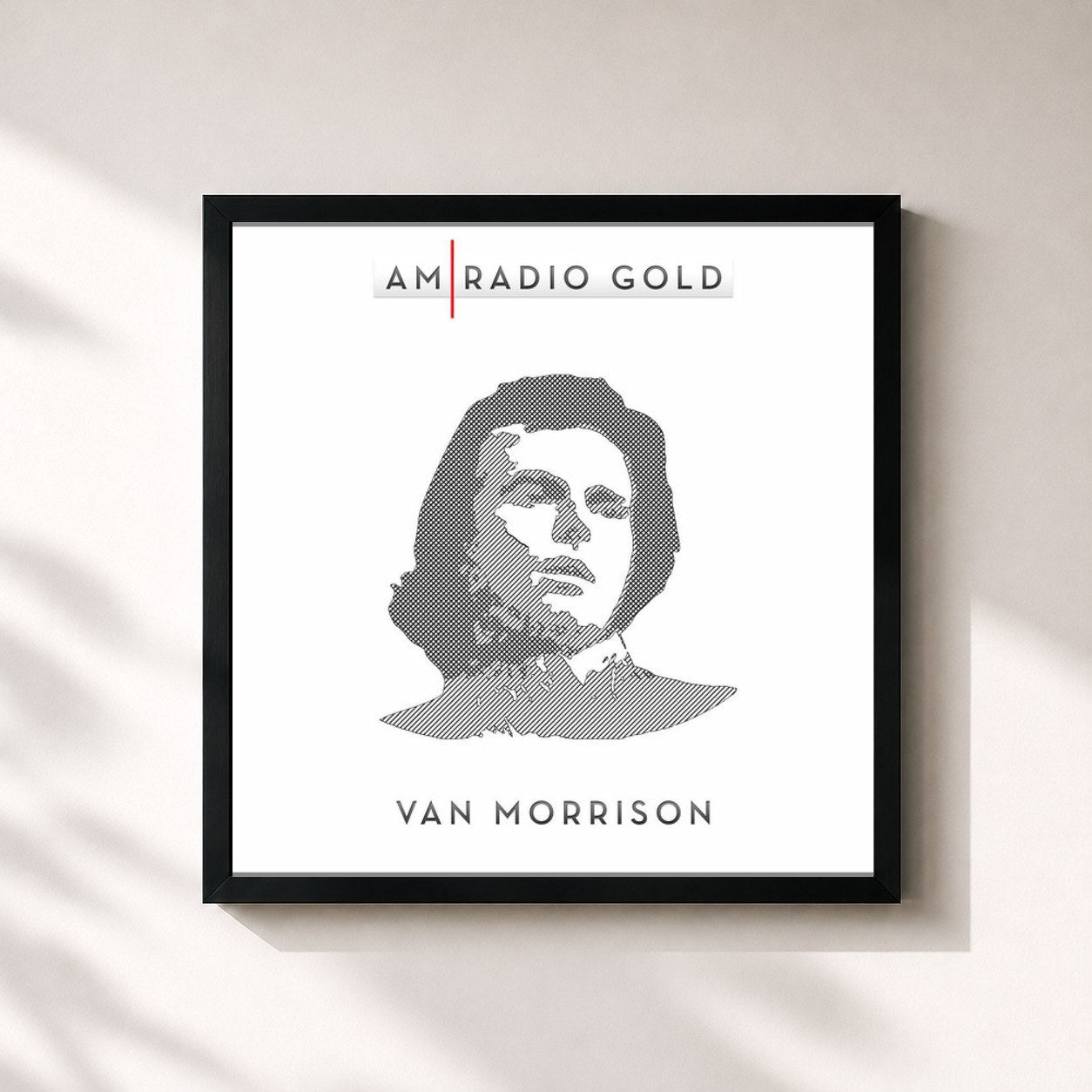 #noir Tableau carré de l'album AM Radio Gold: Van Morrison (Remastered) de Van Morrison, cadre noir 32x32 cm