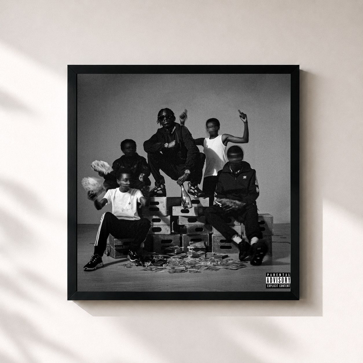 #noir Tableau carré de l'album Adolescence de Unknown T, cadre noir 32x32 cm