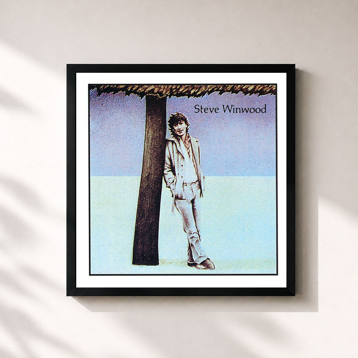 #noir Tableau carré de l'album Steve Winwood de Steve Winwood, cadre noir 32x32 cm