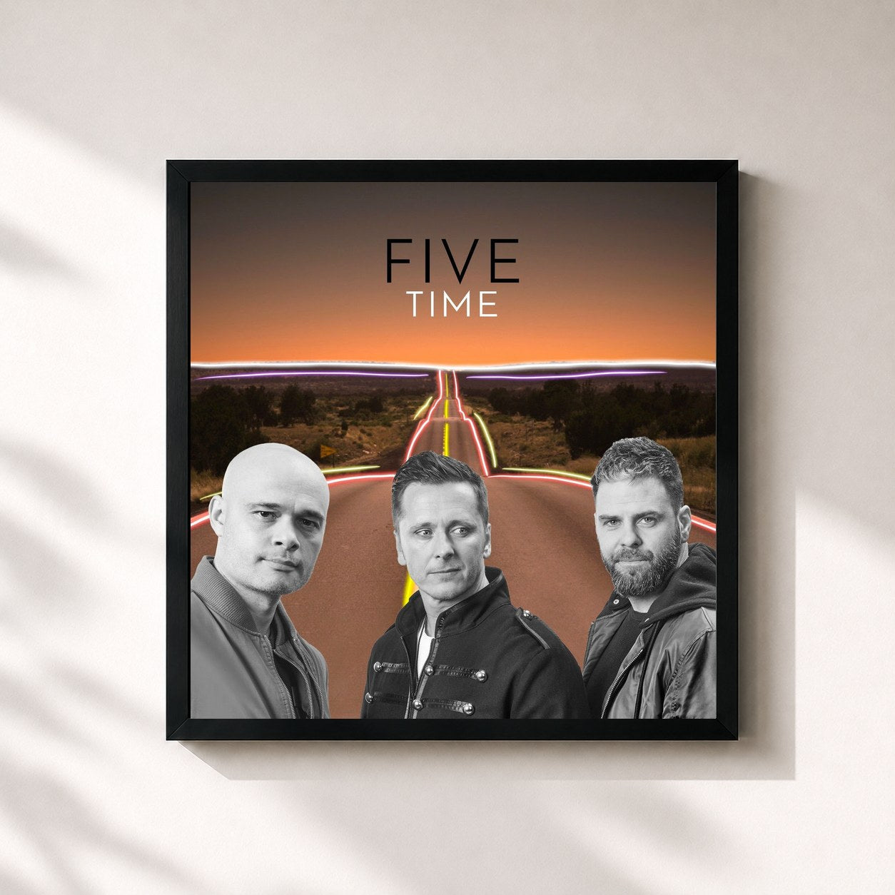 #noir Tableau carré de l'album Time de Five, cadre noir 32x32 cm