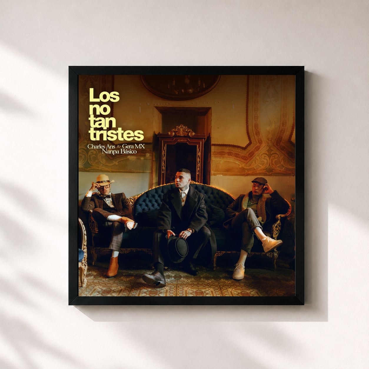 #noir Tableau carré de l'album Los No Tan Tristes (Álbum) de Nanpa Básico, cadre noir 32x32 cm