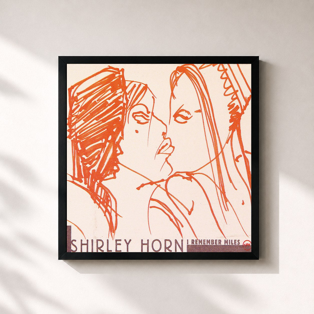 #noir Tableau carré de l'album I Remember Miles de Shirley Horn, cadre noir 32x32 cm