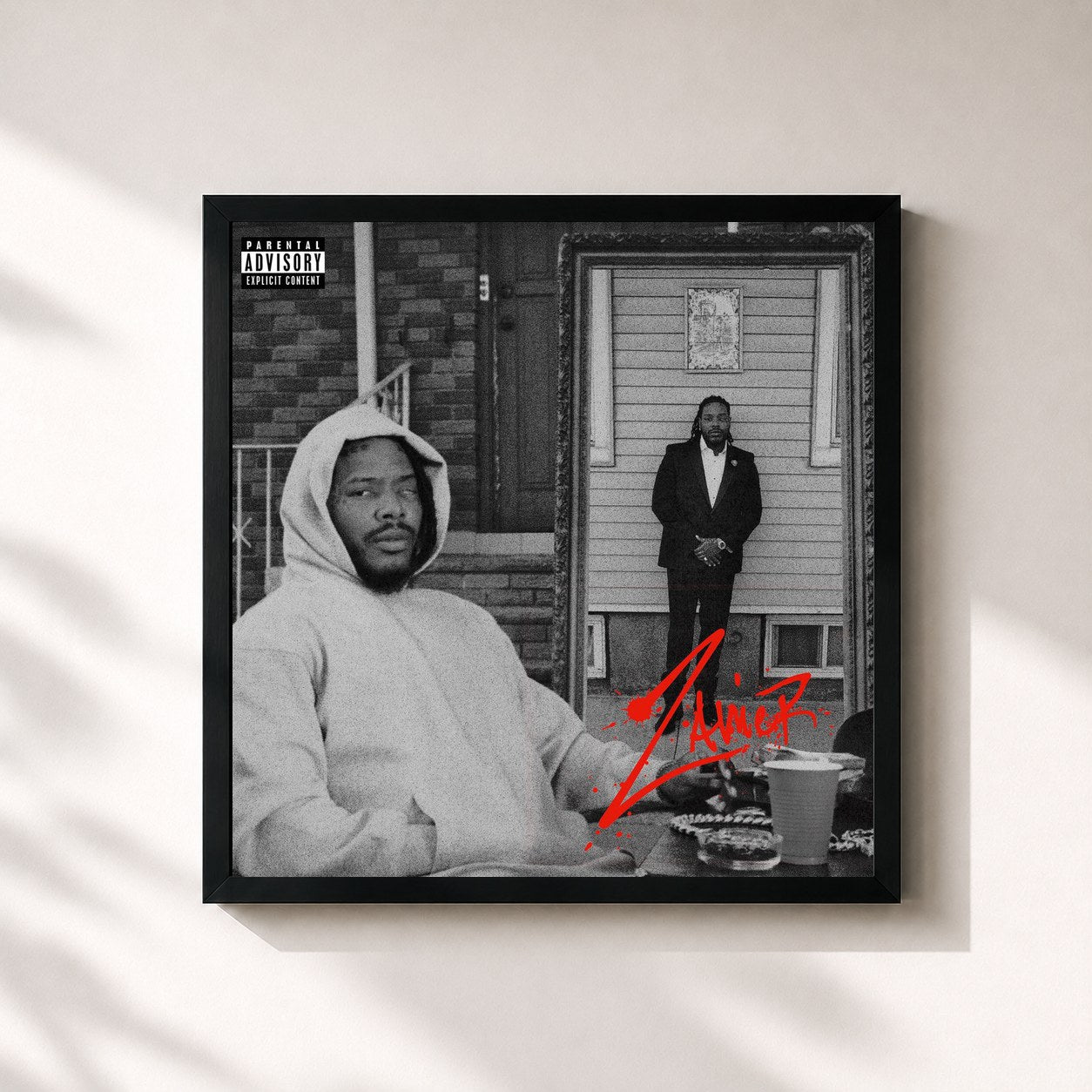 #noir Tableau carré de l'album Zavier de Fetty Wap, cadre noir 32x32 cm