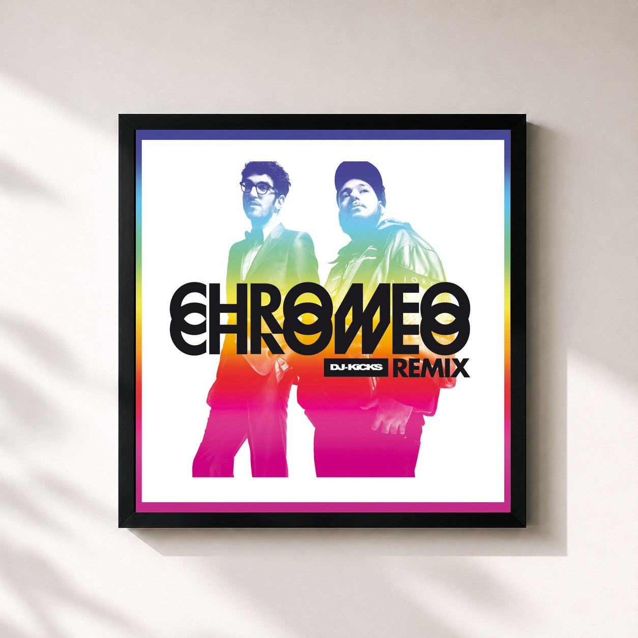 #noir Tableau carré de l'album DJ-KiCKS Remix de Chromeo, cadre noir 32x32 cm