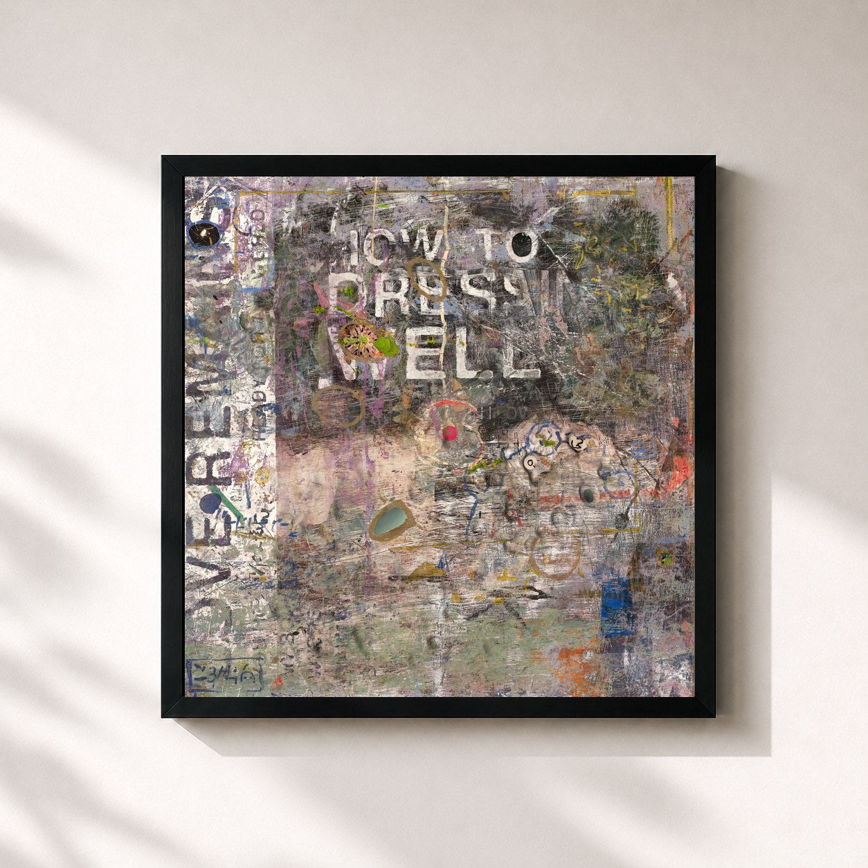 #noir Tableau carré de l'album What Remains (Remixes) de How to dress well, cadre noir 32x32 cm