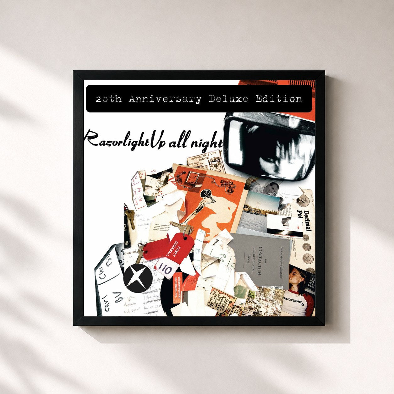 #noir Tableau carré de l'album Up All Night (20th Anniversary Deluxe Edition) de Razorlight, cadre noir 32x32 cm