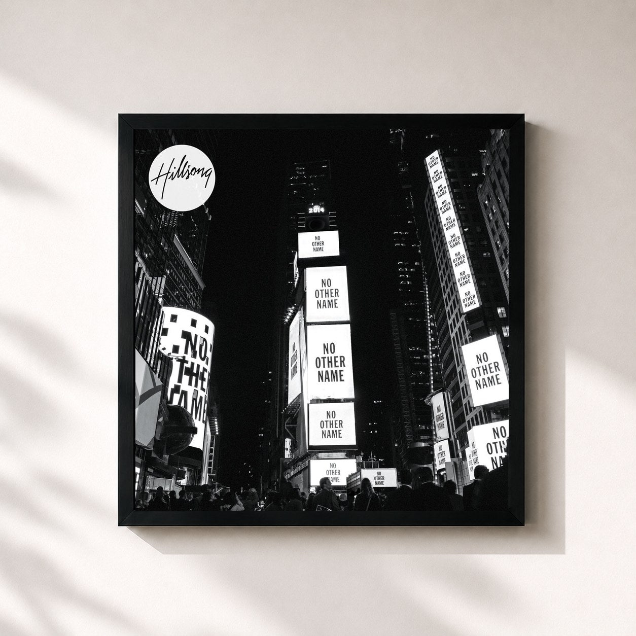 #noir Tableau carré de l'album No Other Name de Hillsong Worship, cadre noir 32x32 cm