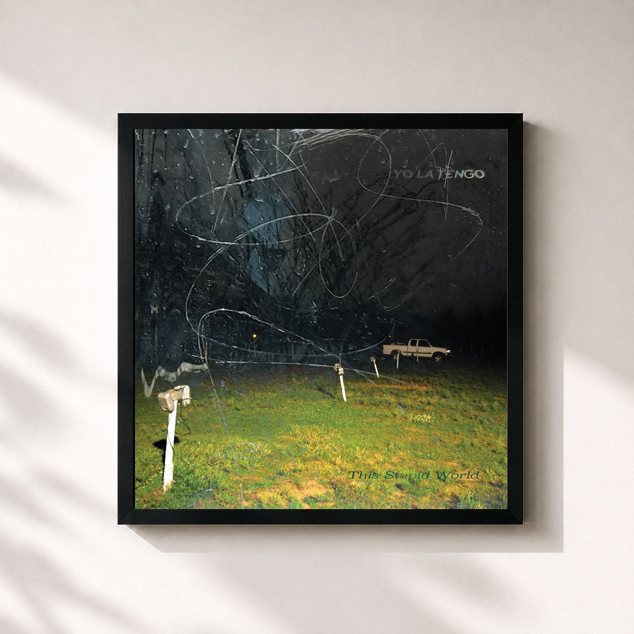 #noir Tableau carré de l'album This Stupid World de Yo La Tengo, cadre noir 32x32 cm