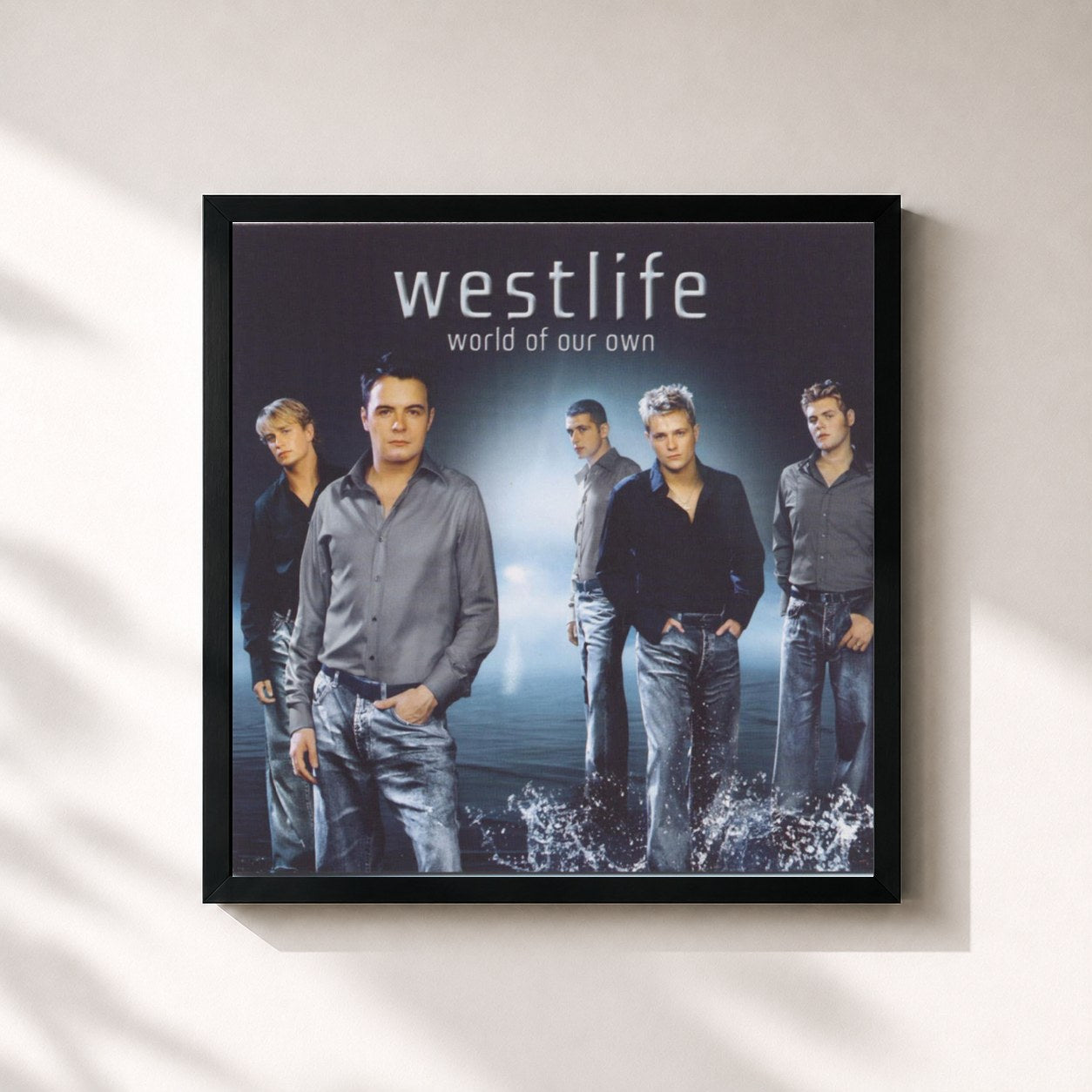 #noir Tableau carré de l'album World of Our Own (Expanded Edition) de Westlife, cadre noir 32x32 cm