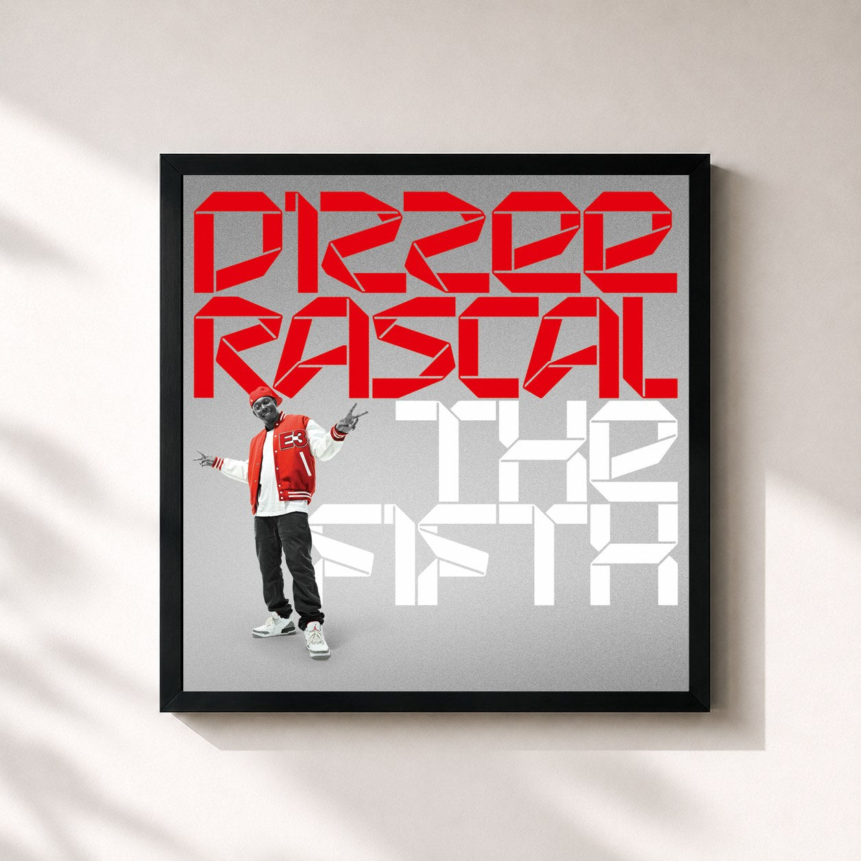 #noir Tableau carré de l'album The Fifth de Dizzee Rascal, cadre noir 32x32 cm