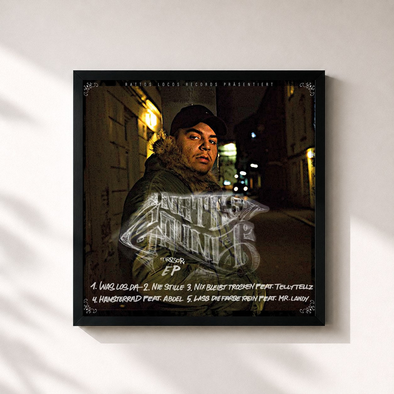 #noir Tableau carré de l'album Tresor EP de Nate57, cadre noir 32x32 cm