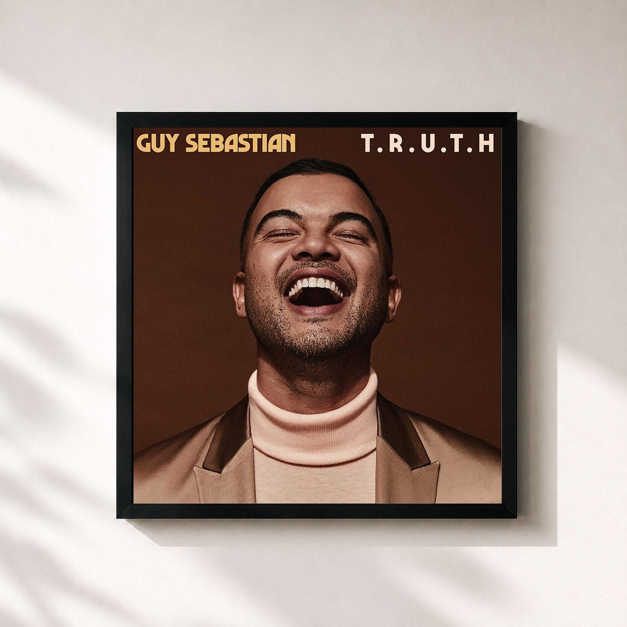 #noir Tableau carré de l'album T. R. U. T. H. de Guy Sebastian, cadre noir 32x32 cm