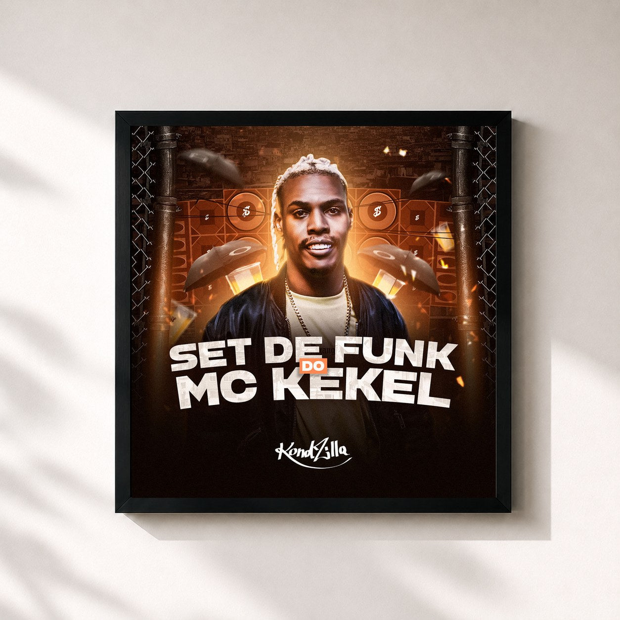 #noir Tableau carré de l'album Set de Funk do Mc Kekel de MC Kekel, cadre noir 32x32 cm