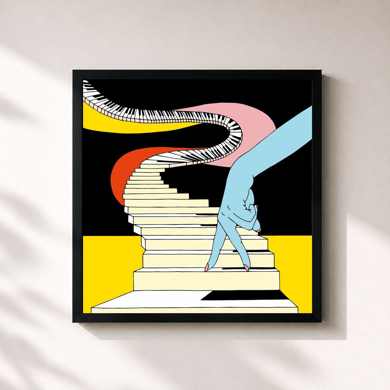 #noir Tableau carré de l'album Feel Good de Polo & Pan, cadre noir 32x32 cm