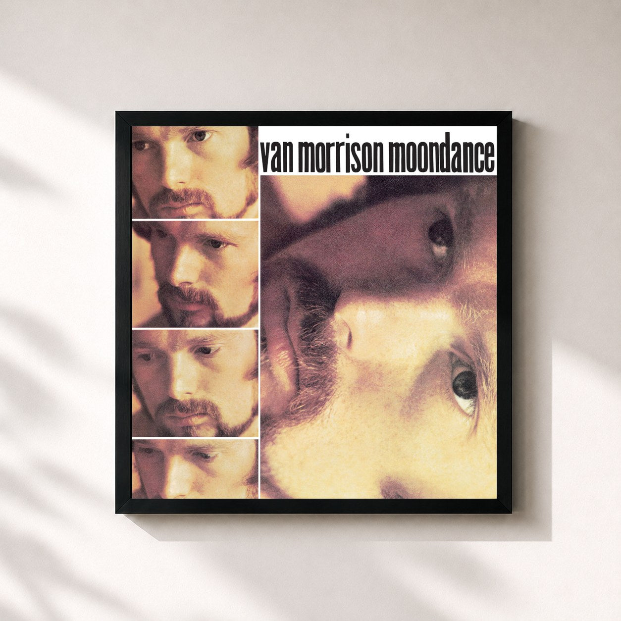 #noir Tableau carré de l'album Moondance de Van Morrison, cadre noir 32x32 cm