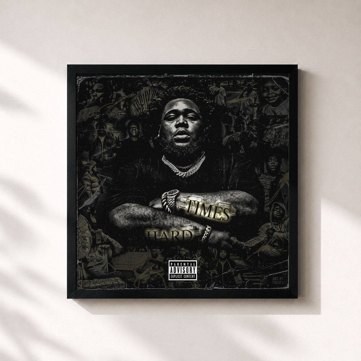 #noir Tableau carré de l'album SoulFly de Rod Wave, cadre noir 32x32 cm