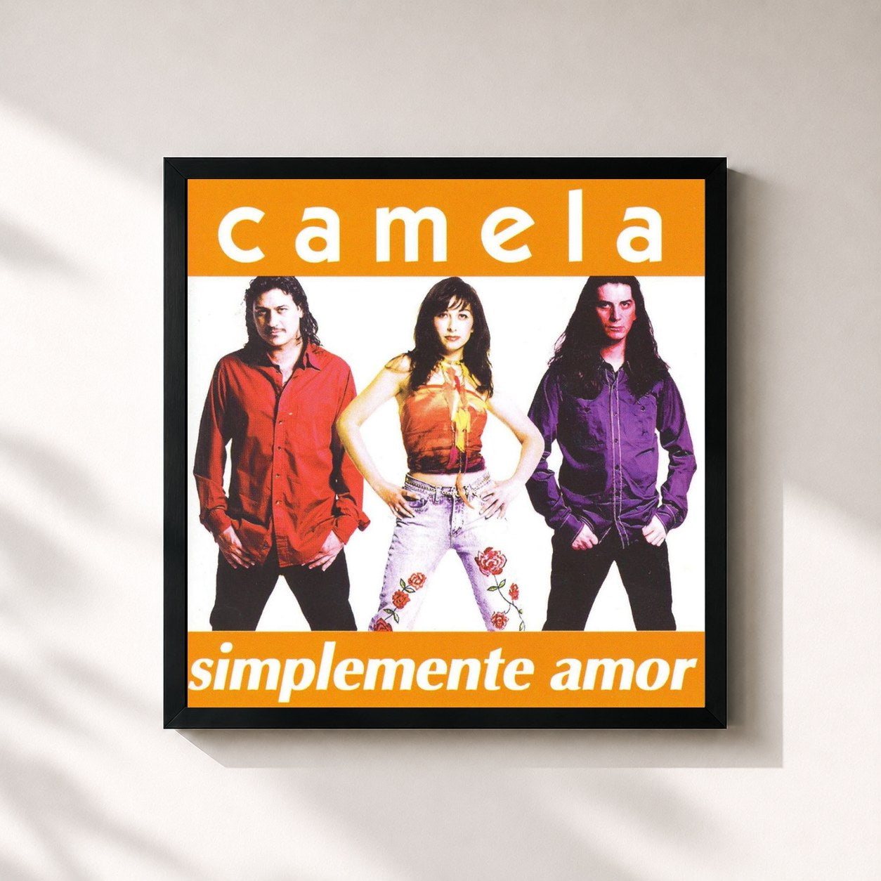 #noir Tableau carré de l'album Simplemente Amor de Camela, cadre noir 32x32 cm