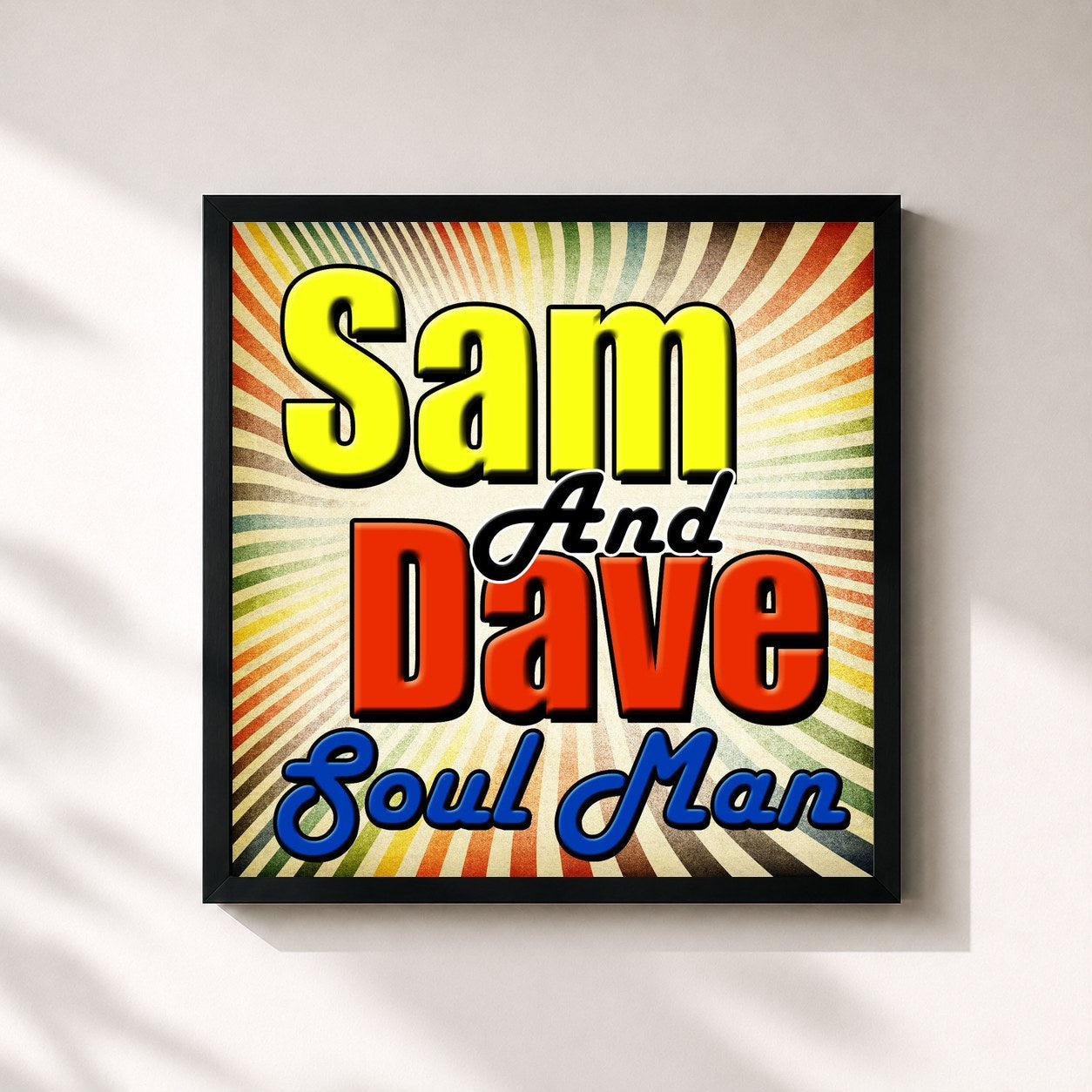 #noir Tableau carré de l'album Soul Man de Sam & Dave, cadre noir 32x32 cm