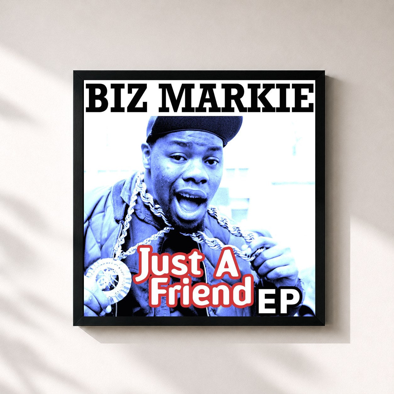 #noir Tableau carré de l'album Just a Friend - EP de Biz Markie, cadre noir 32x32 cm
