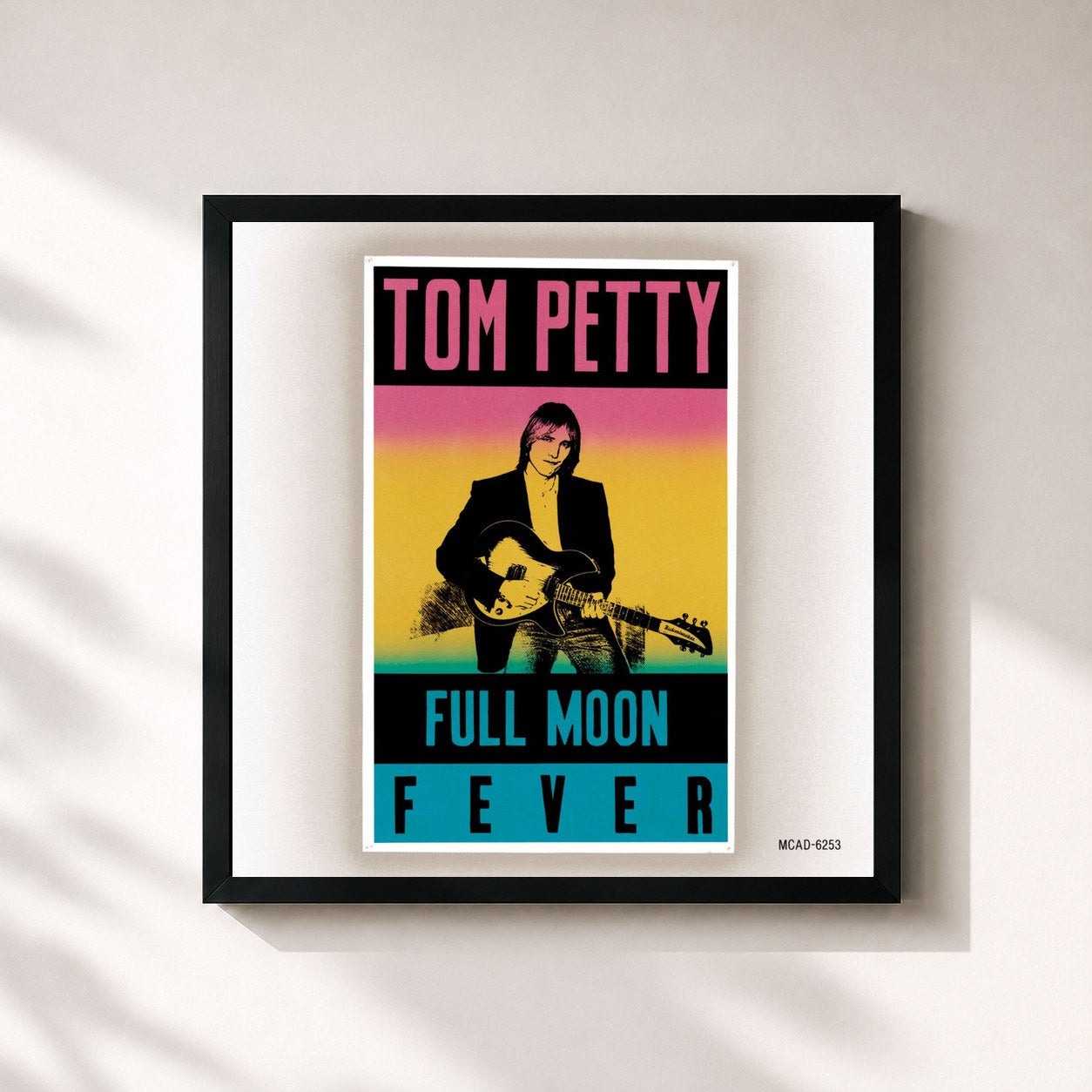 #noir Tableau carré de l'album Full Moon Fever de Tom Petty, cadre noir 32x32 cm