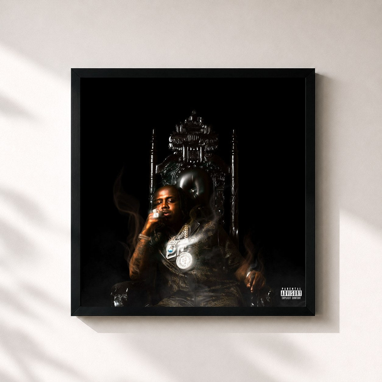 #noir Tableau carré de l'album I Never Felt Nun de EST Gee, cadre noir 32x32 cm