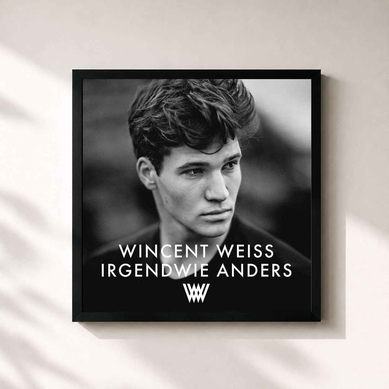 #noir Tableau carré de l'album Irgendwie anders de Wincent Weiss, cadre noir 32x32 cm