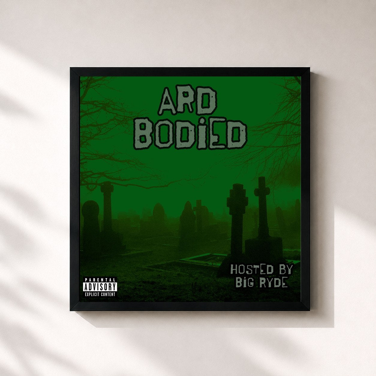 #noir Tableau carré de l'album Ard Bodied de Giggs, cadre noir 32x32 cm