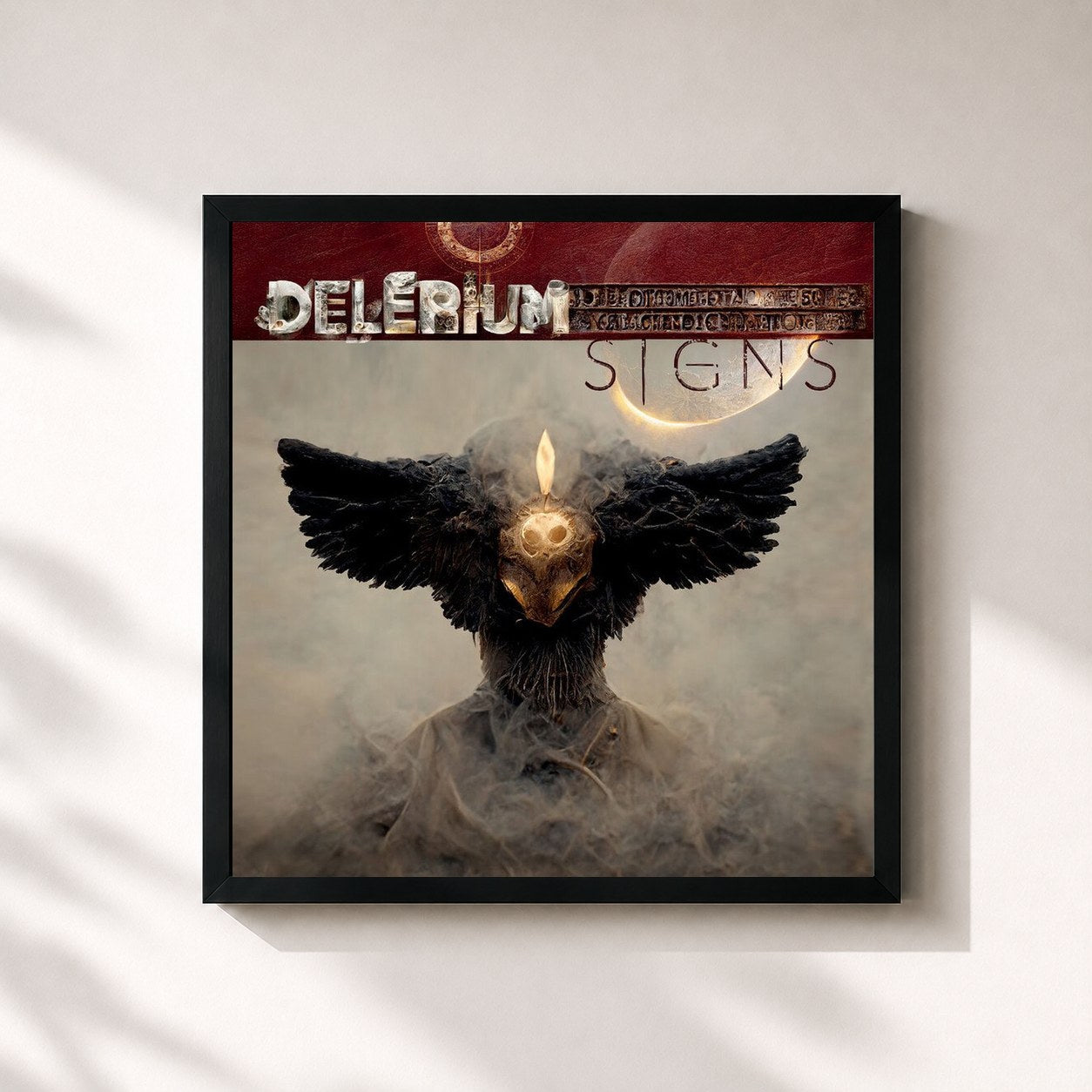 #noir Tableau carré de l'album Signs de Delerium, cadre noir 32x32 cm