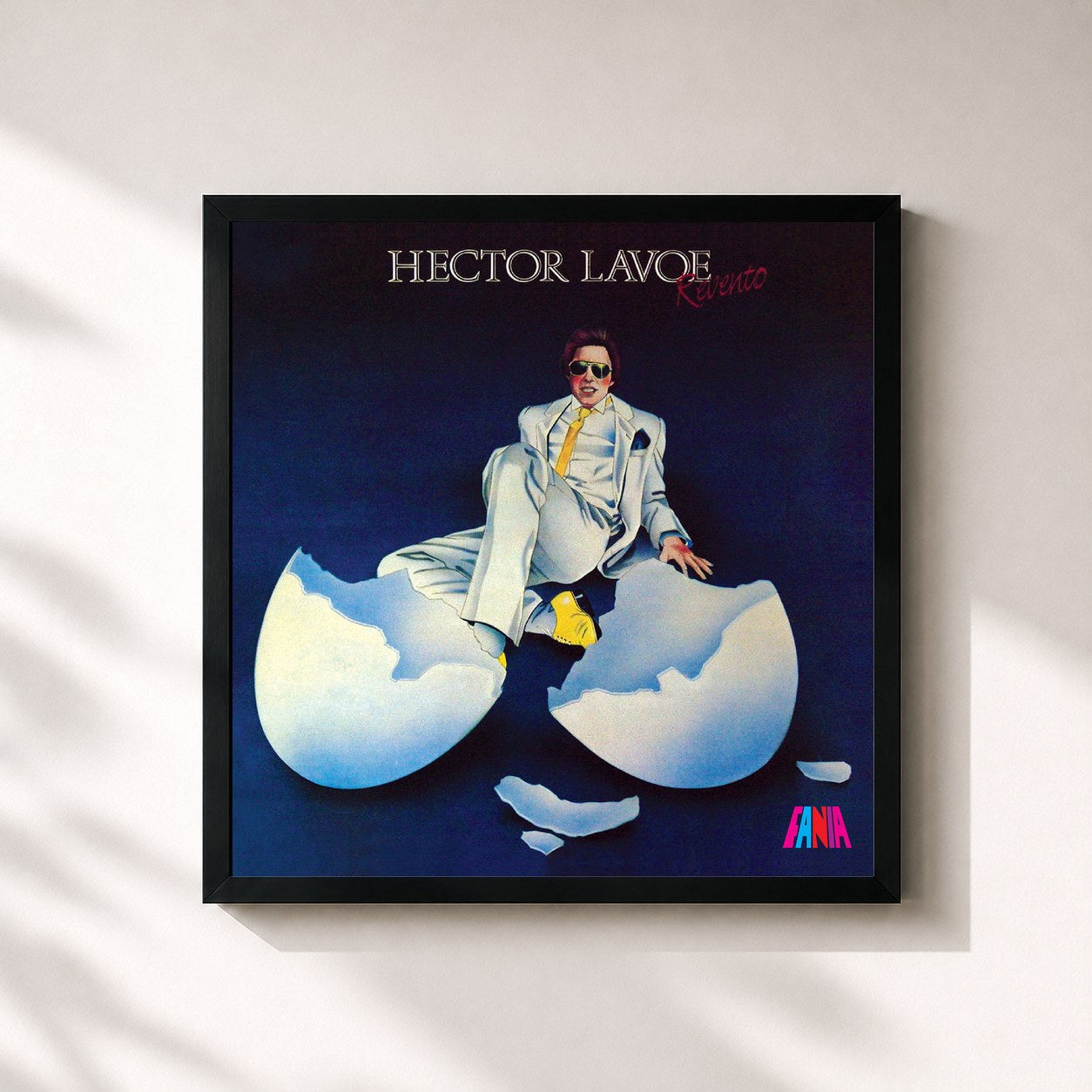 #noir Tableau carré de l'album Reventó de Héctor Lavoe, cadre noir 32x32 cm