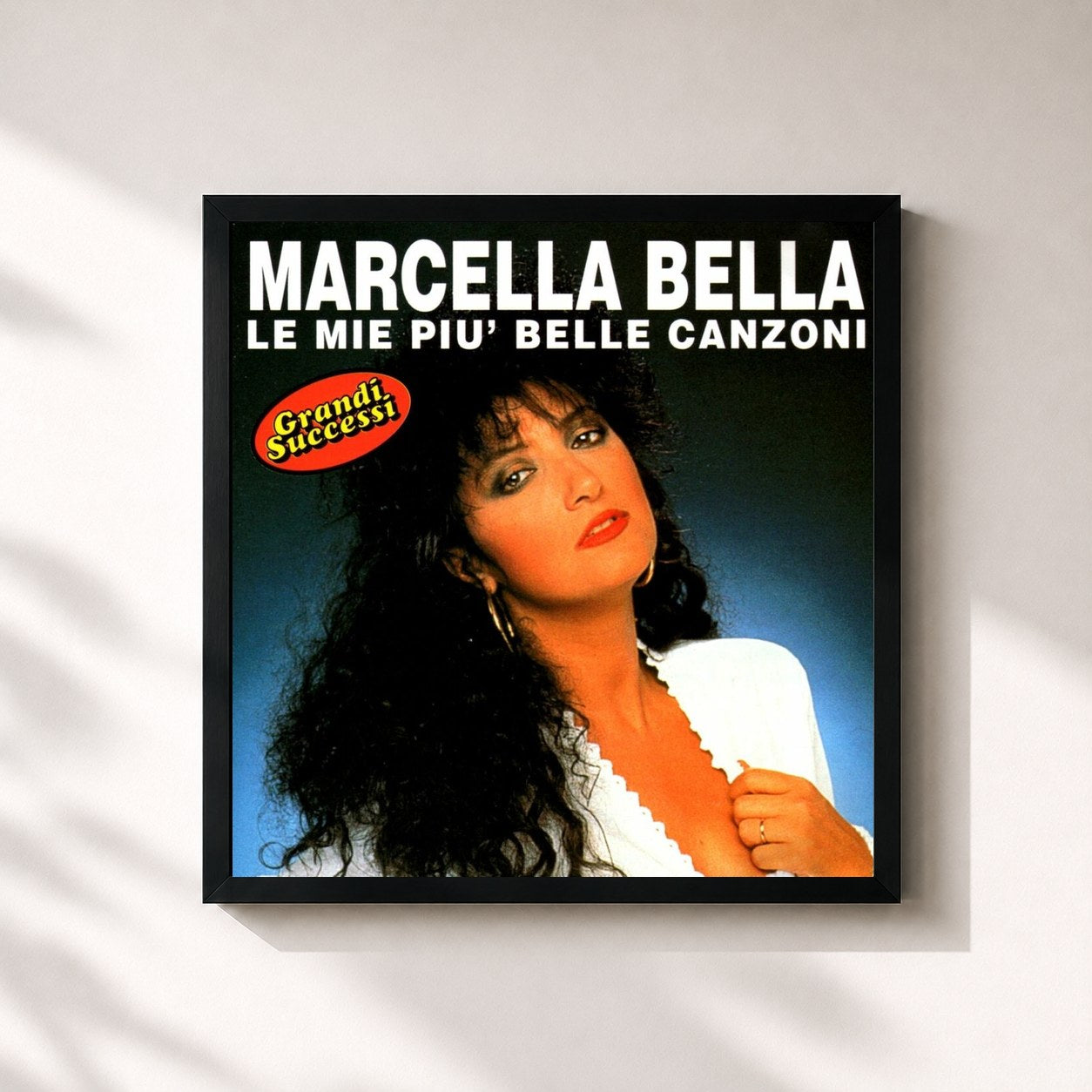 #noir Tableau carré de l'album Le mie più belle canzoni de Marcella Bella, cadre noir 32x32 cm