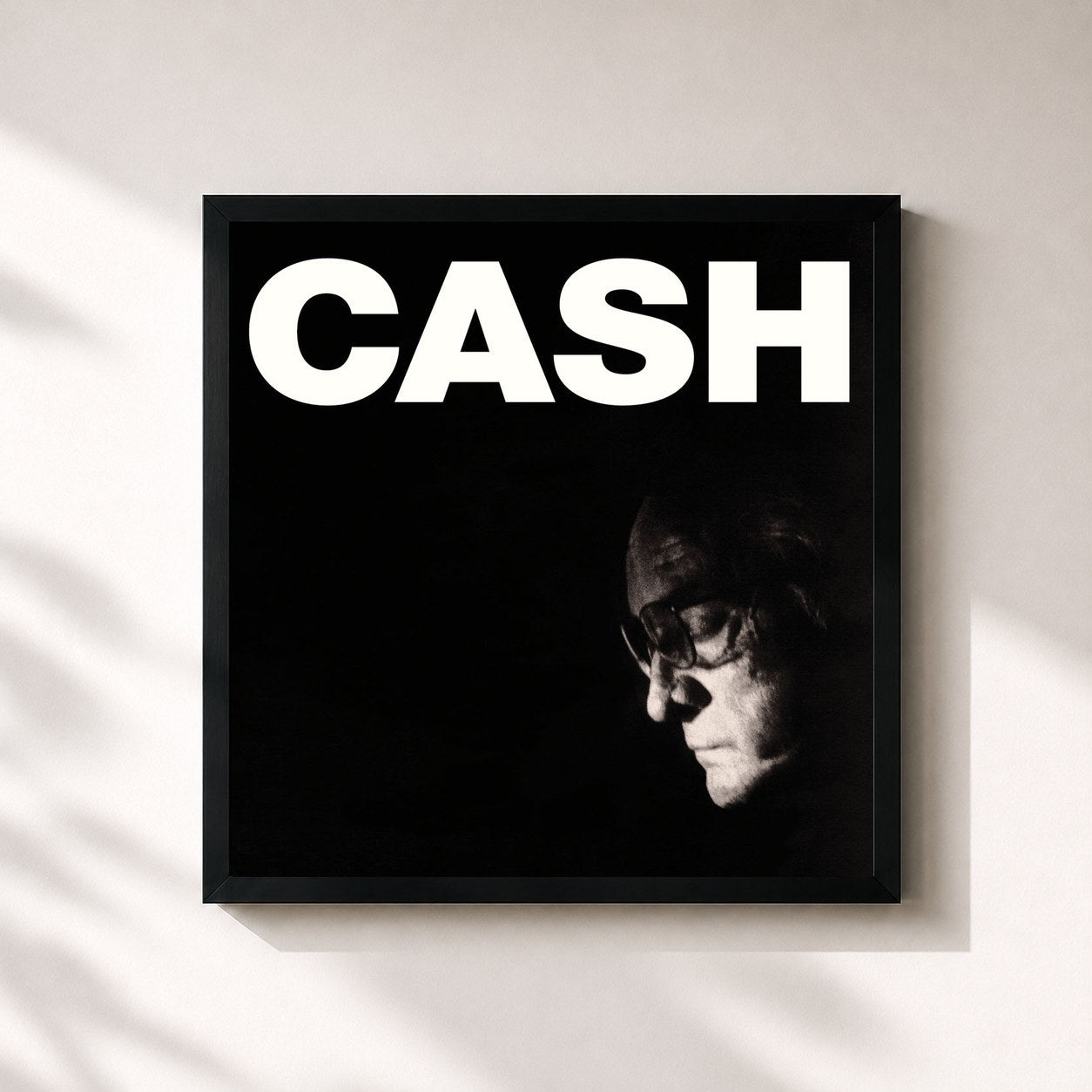 #noir Tableau carré de l'album American IV: The Man Comes Around de Johnny Cash, cadre noir 32x32 cm