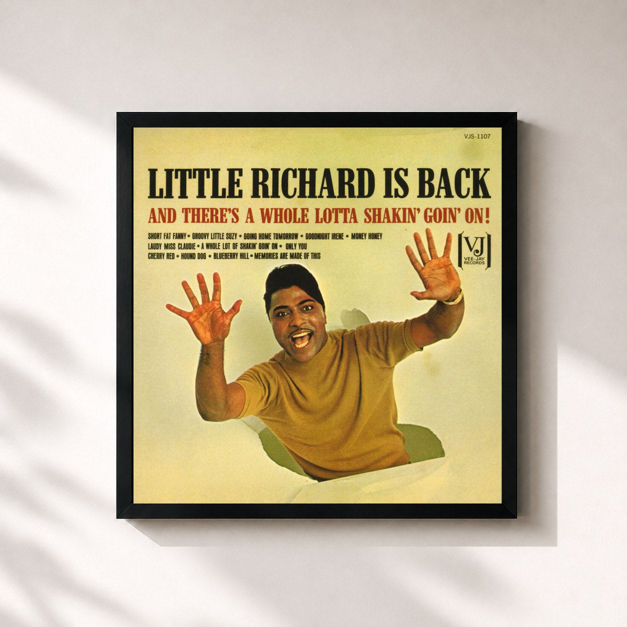 #noir Tableau carré de l'album Little Richard Is Back (And There's A Whole Lotta Shakin' Goin' On!) de Little Richard, cadre noir 32x32 cm