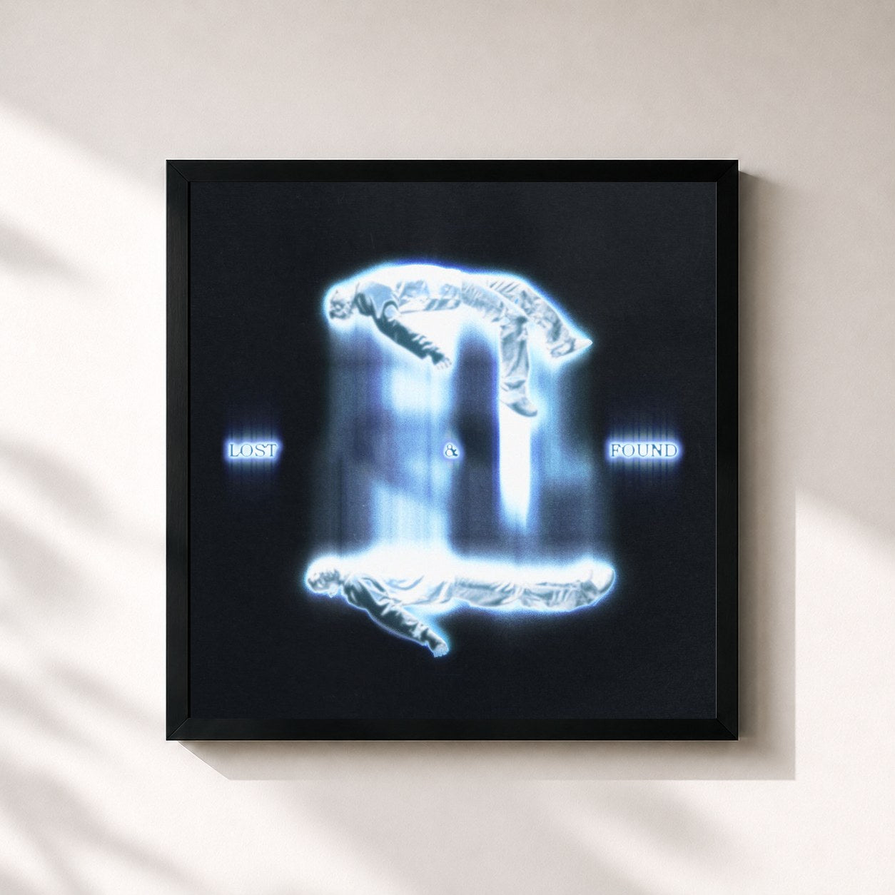 #noir Tableau carré de l'album Lost & Found de Jamule, cadre noir 32x32 cm