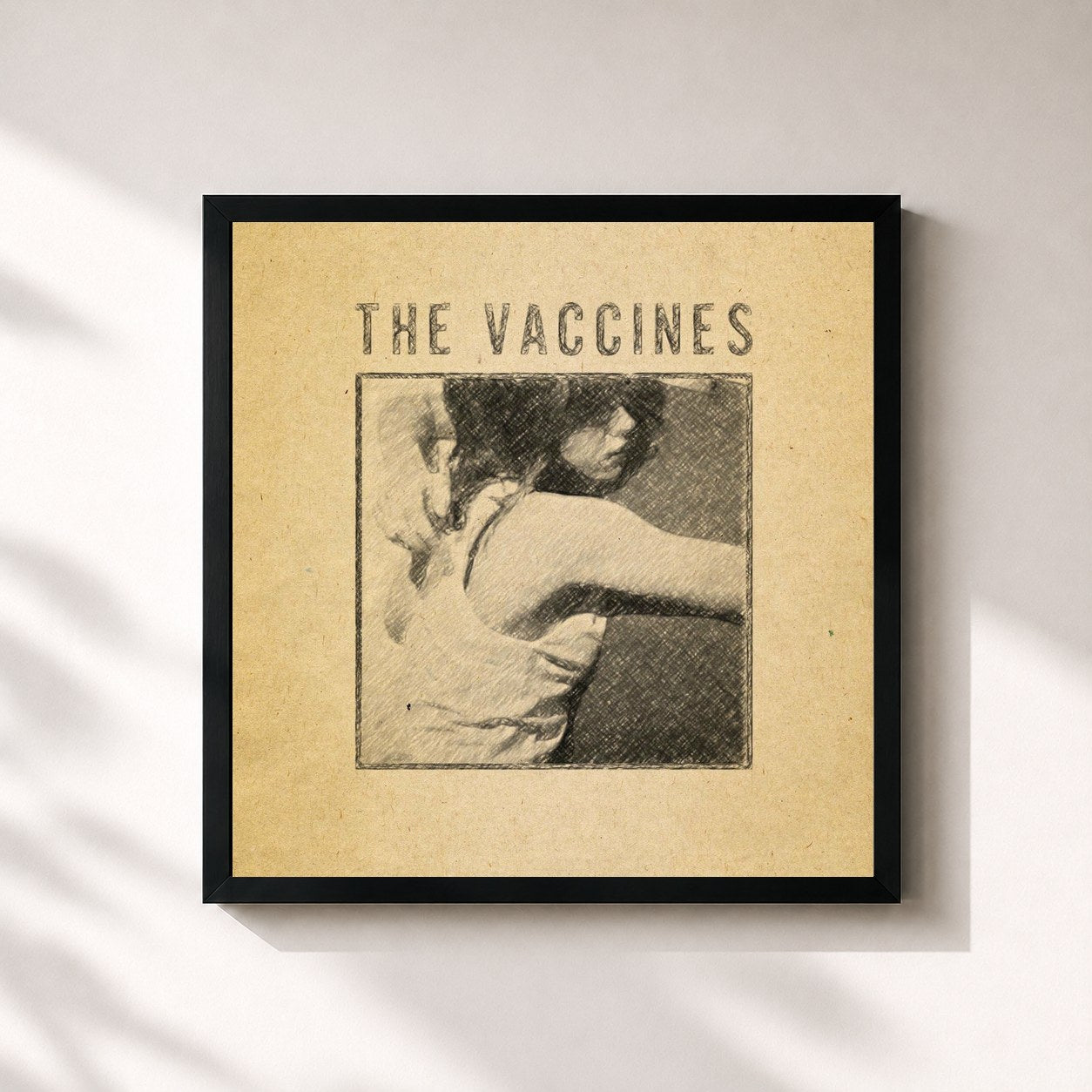 #noir Tableau carré de l'album What Did You Expect From The Vaccines? (Demos) de The Vaccines, cadre noir 32x32 cm