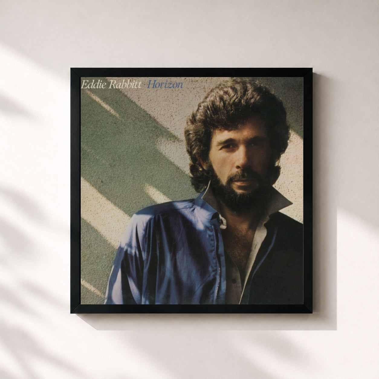#noir Tableau carré de l'album Horizon de Eddie Rabbitt, cadre noir 32x32 cm