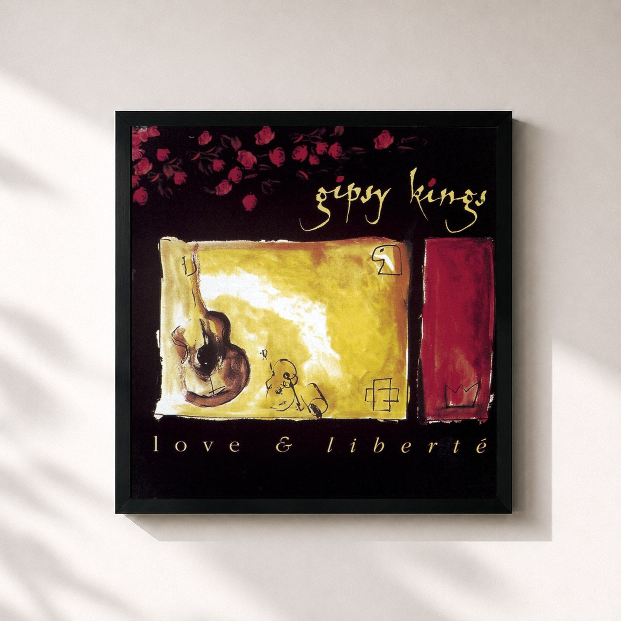 #noir Tableau carré de l'album Love & Liberté de Gipsy Kings, cadre noir 32x32 cm