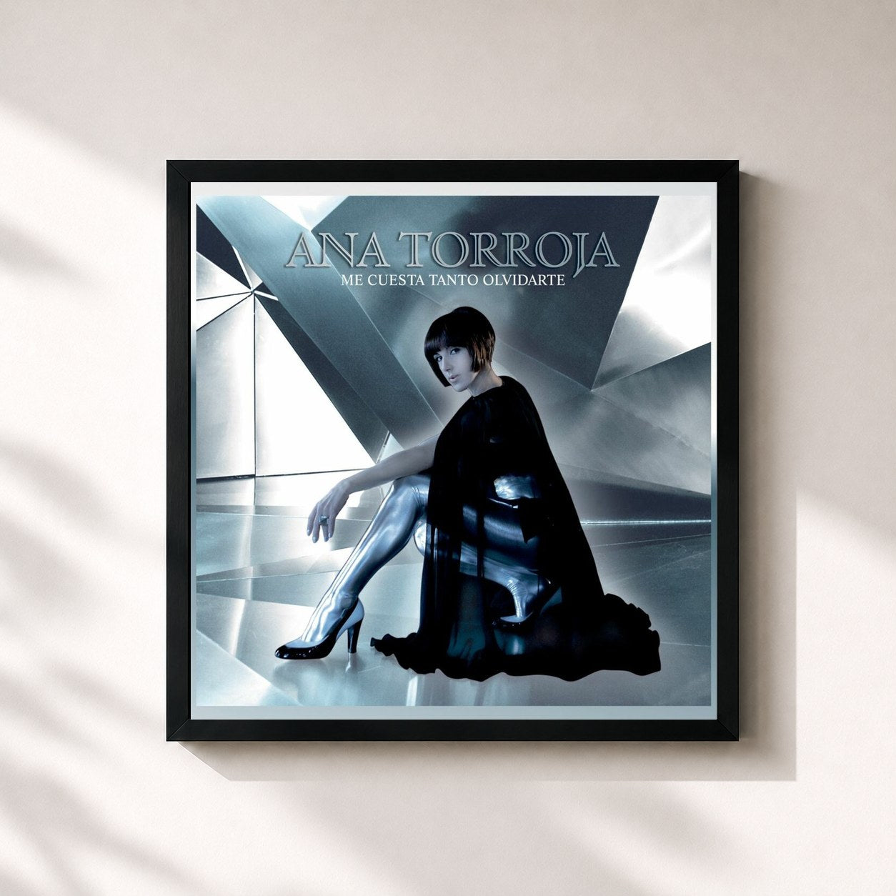 #noir Tableau carré de l'album Me Cuesta Tanto Olvidarte de Ana Torroja, cadre noir 32x32 cm