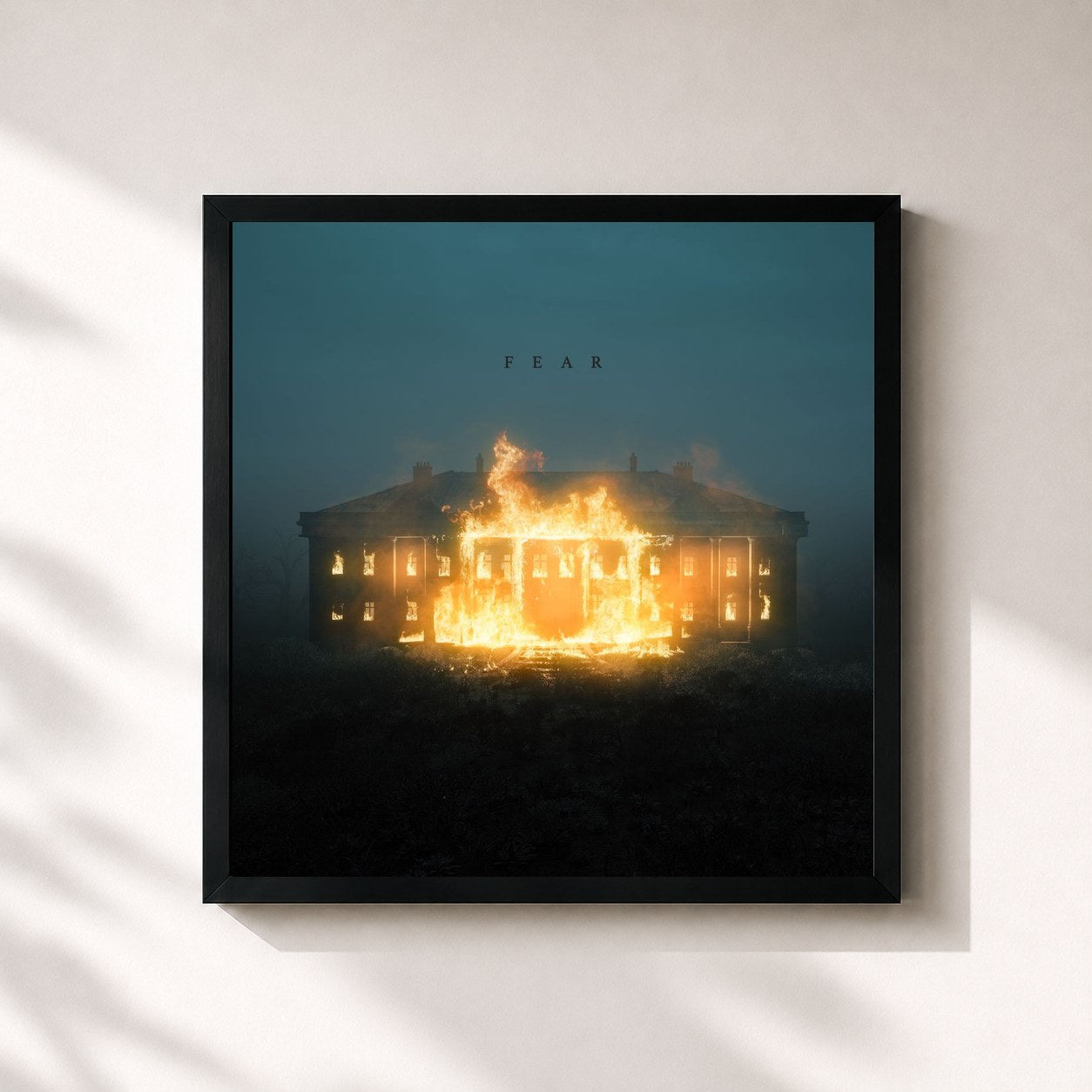 #noir Tableau carré de l'album FEAR de NF, cadre noir 32x32 cm