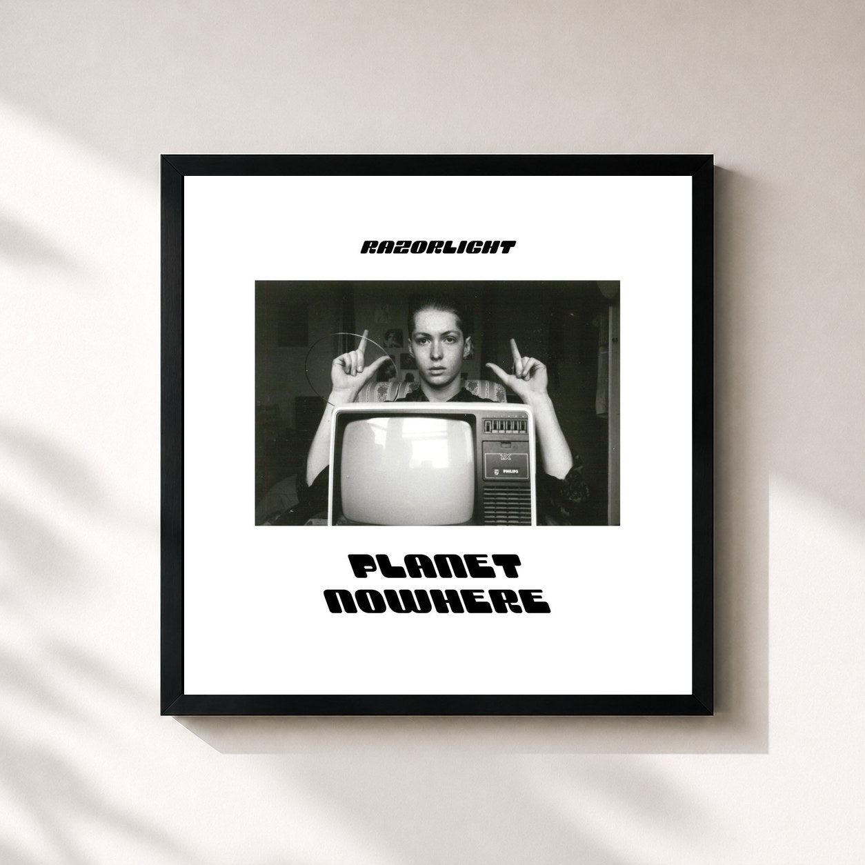 #noir Tableau carré de l'album Planet Nowhere de Razorlight, cadre noir 32x32 cm