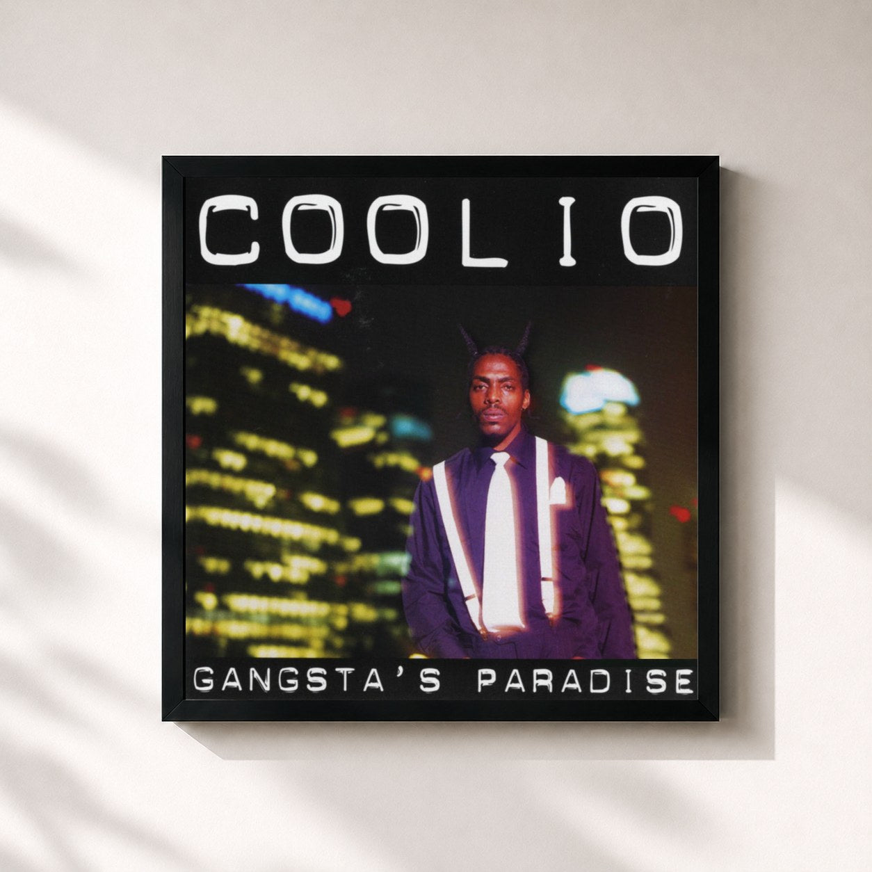 #noir Tableau carré de l'album Gangsta's Paradise de Coolio, cadre noir 32x32 cm
