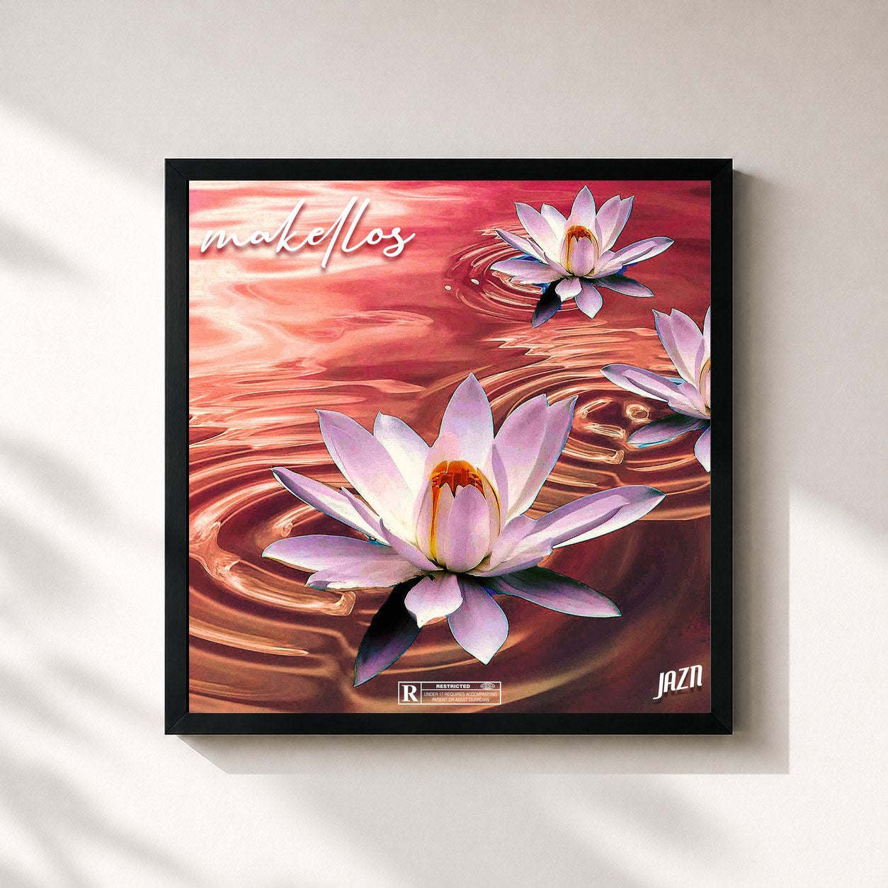 #noir Tableau carré de l'album Makellos de Jazn, cadre noir 32x32 cm