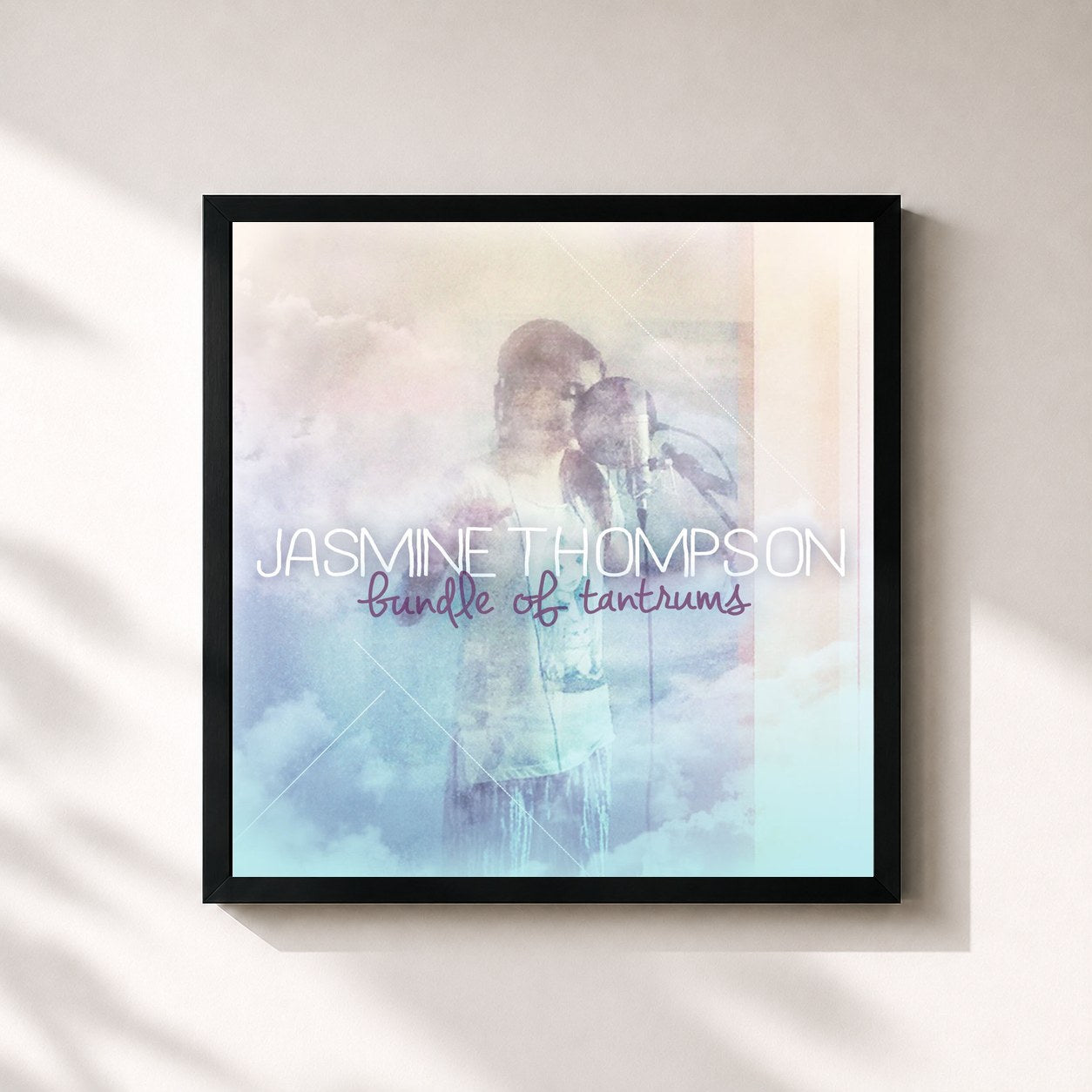 #noir Tableau carré de l'album Bundle of Tantrums de Jasmine Thompson, cadre noir 32x32 cm