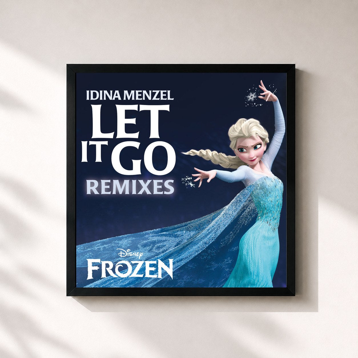 #noir Tableau carré de l'album Let It Go Remixes (From "Frozen") de Idina Menzel, cadre noir 32x32 cm