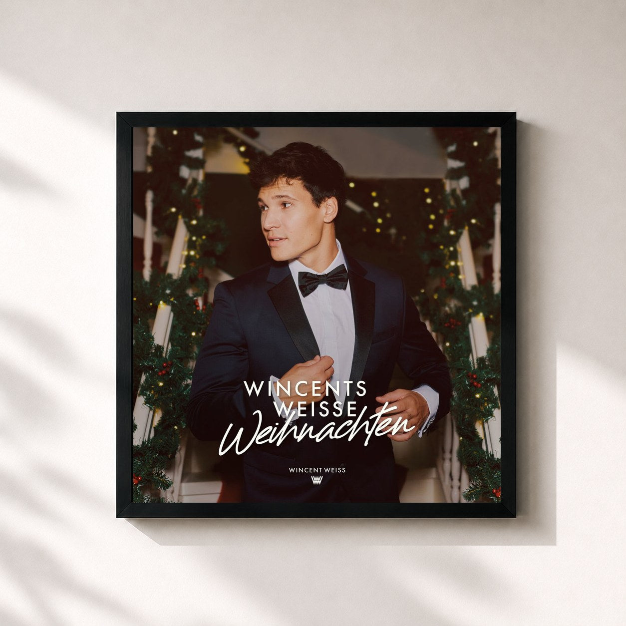 #noir Tableau carré de l'album Wincents Weisse Weihnachten de Wincent Weiss, cadre noir 32x32 cm