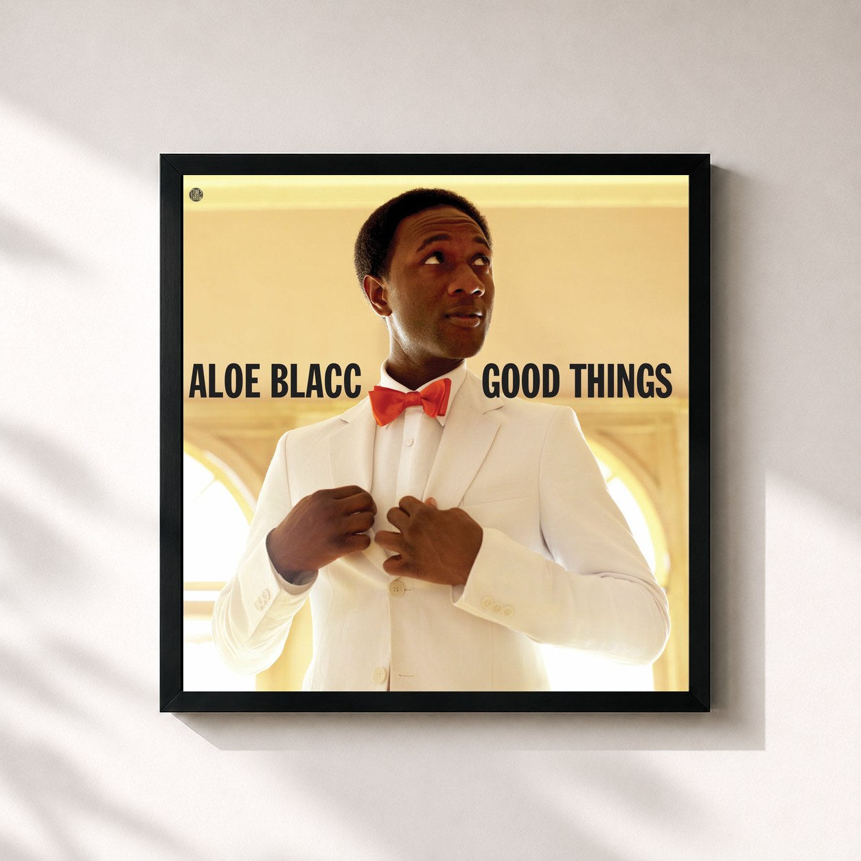 #noir Tableau carré de l'album Good Things de Aloe Blacc, cadre noir 32x32 cm