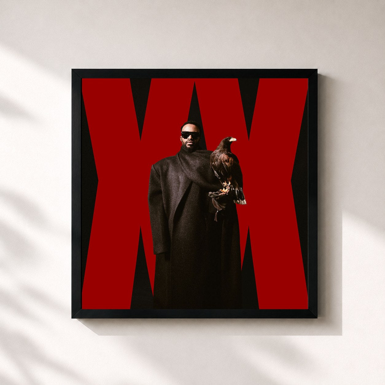 #noir Tableau carré de l'album XX de Fally Ipupa, cadre noir 32x32 cm